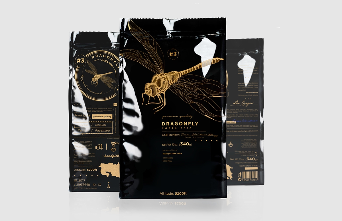 大自然的奇跡，蜻蜓主題的咖啡品牌包裝設計
